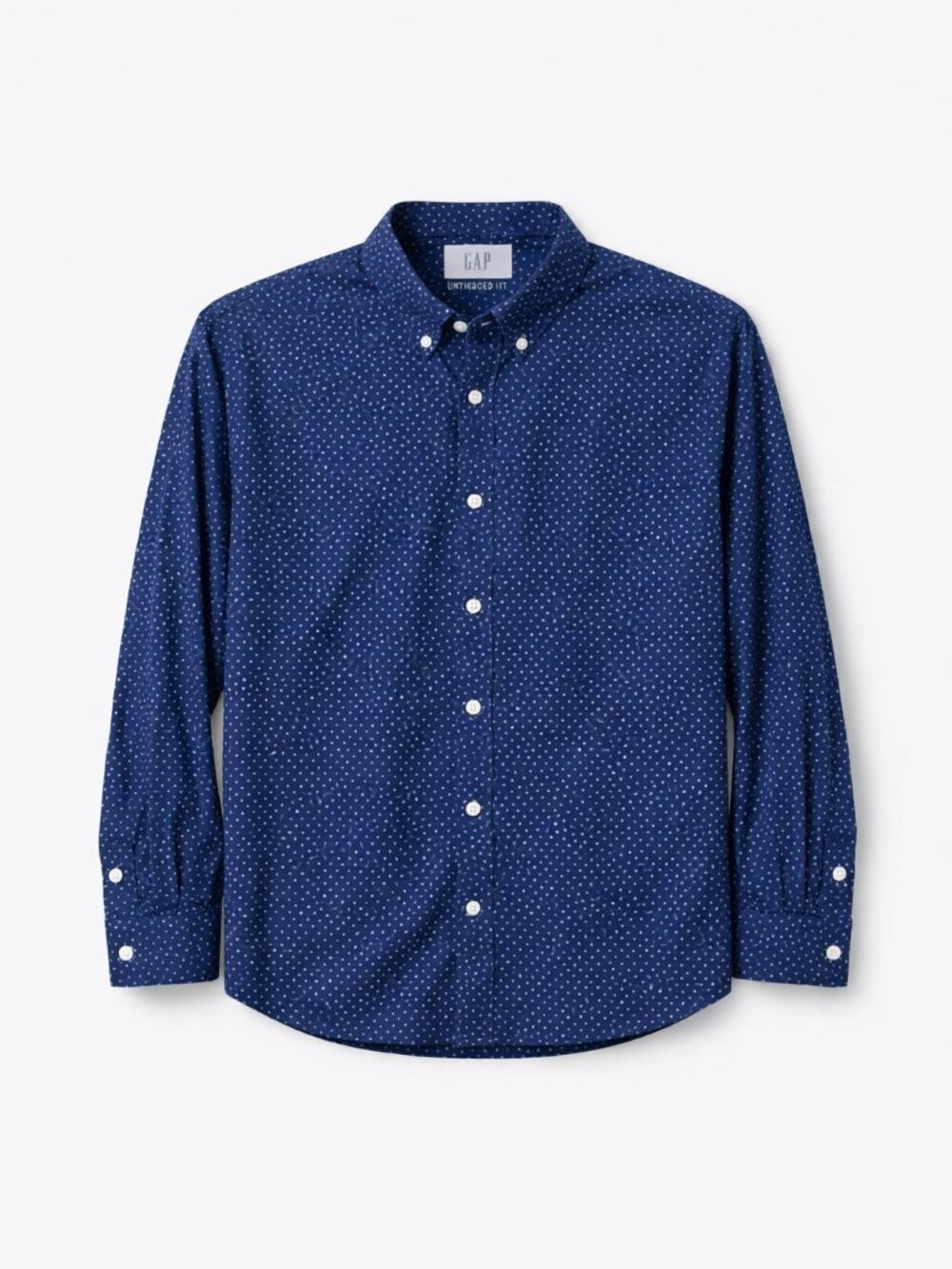 GAP Men’s Untucked Fit Blue Polka Dot Button‑Down Shirt | Size XL